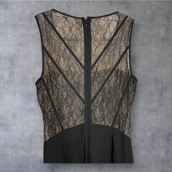 Max and Cleo Evening Gown 4 Black Mesh Sheer Panel Formal Event Elegant Maxi - Picture 6 of 8